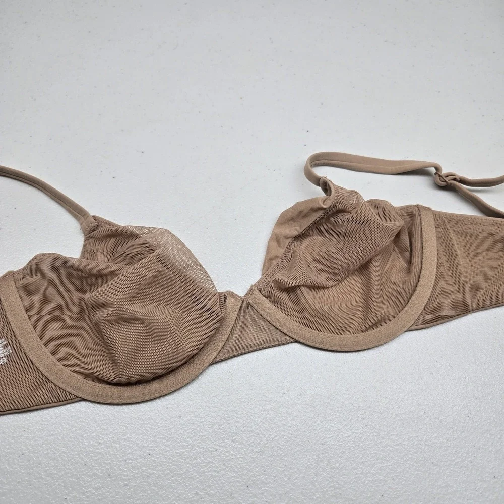 SKIMS Women Bra 32D Brown Underwired‎ Mesh Convertible Adjustable